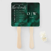Éventail Programme de mariage Ordre des événements Vert éme (Devant et derrière)