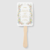 Éventail Programme de mariage orné de pastel doux doré de p (Devant)