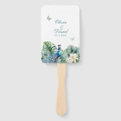 Éventail Programme de mariage Paon Fleurs Tropicales Sarcel (Devant)