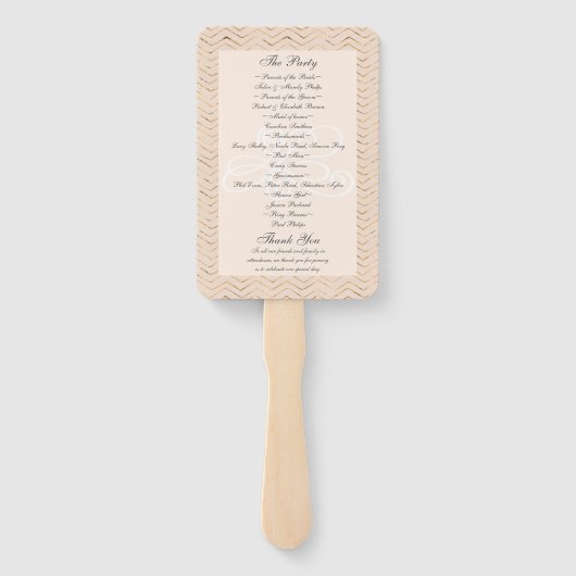 Éventail Programme de mariage Peach et Gold Chevron (Dos)