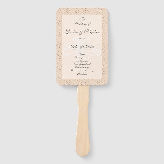 Éventail Programme de mariage Peach et Gold Chevron (Devant)
