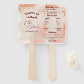 Éventail Programme de mariage Peach Gold Orange Marble Part (Devant et derrière)