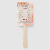 Éventail Programme de mariage Peach Gold Orange Marble Part (Dos)