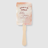 Éventail Programme de mariage Peach Gold Orange Marble Part (Devant)