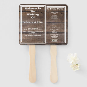 Éventail Programme de mariage personnalisé en bois rustique