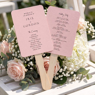 Éventail Programme de mariage personnalisé sur rose poudrée