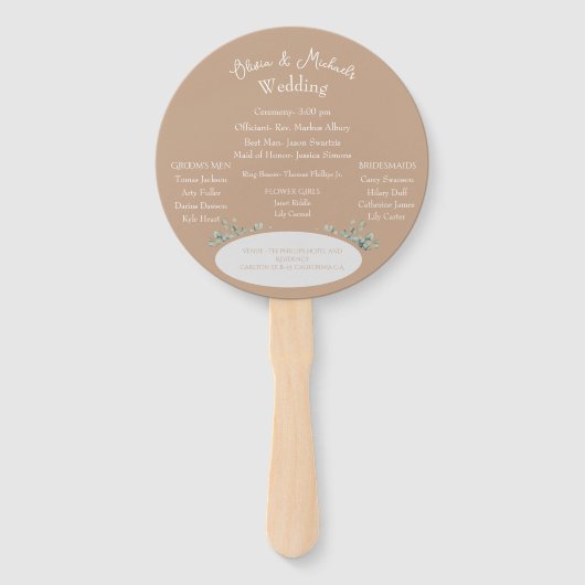 Éventail Programme de mariage personnalisé Ventilateur à ma (Devant)