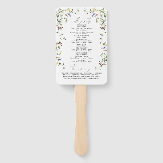 Éventail Programme de mariage pour Fleur sauvage d'été (Dos)
