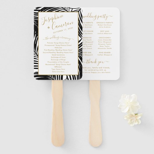 Éventail Programme de mariage pour la feuille de palme trop (Devant et derrière)
