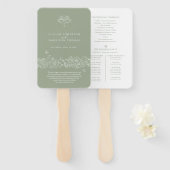 Éventail Programme de mariage pour la fleur blanche verte d (Devant et derrière)