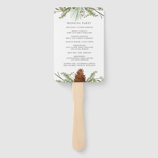 Éventail Programme de mariage pour la forêt de pins d'hiver (Dos)