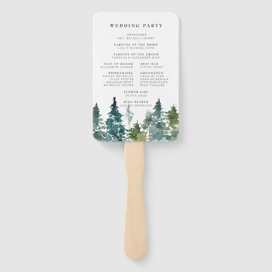 Éventail Programme de mariage pour la forêt de pins rustiqu (Dos)
