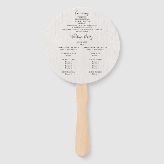 Éventail Programme de mariage pour la forêt extérieure rust (Dos)