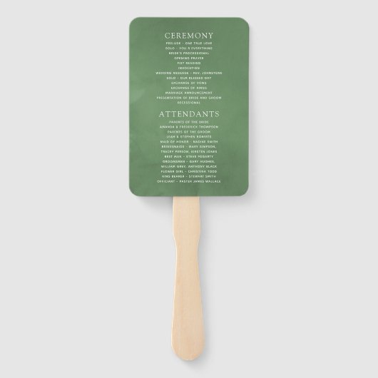 Éventail Programme de mariage pour la verdure des forêts fo (Dos)