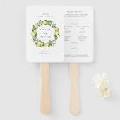 Éventail Programme de mariage pour le citron et la verdure (Devant et derrière)