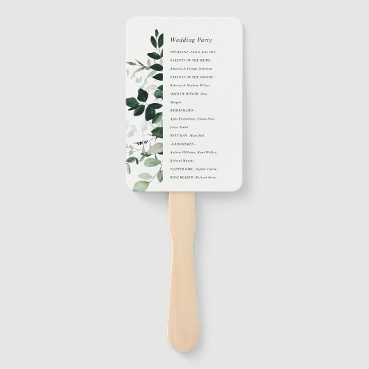 Éventail Programme de mariage pour le feuillage vert noir d (Dos)
