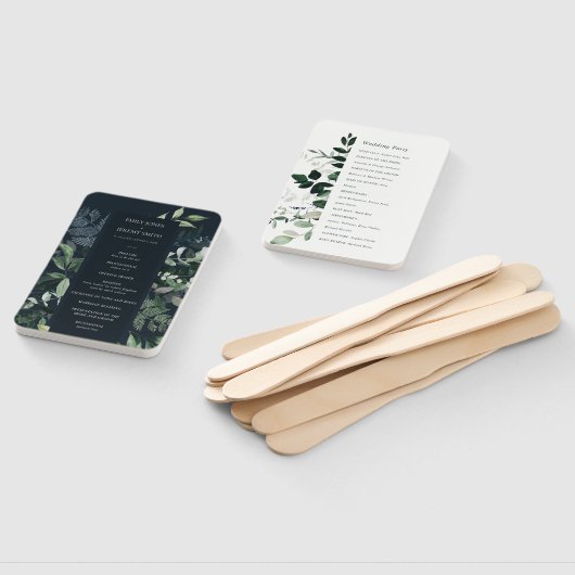 Éventail Programme de mariage pour le feuillage vert noir d