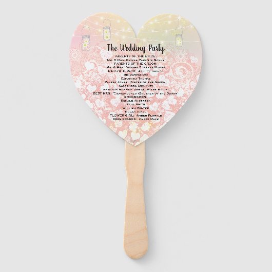 Éventail Programme de mariage pour les feuilles de coeur ro (Dos)