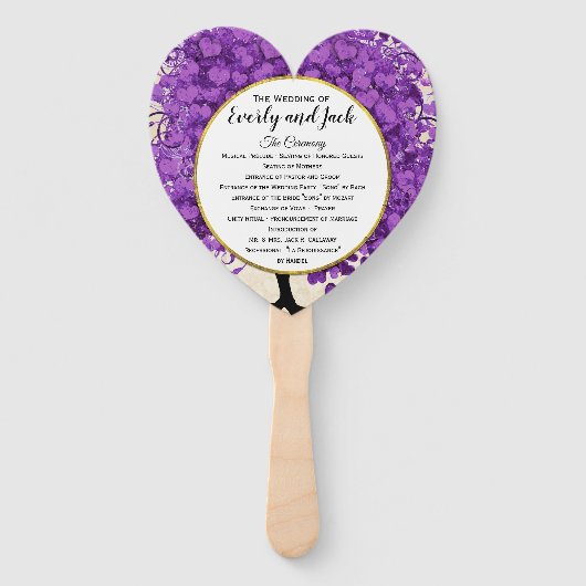 Éventail Programme de mariage pour les feuilles de coeur ul (Devant)