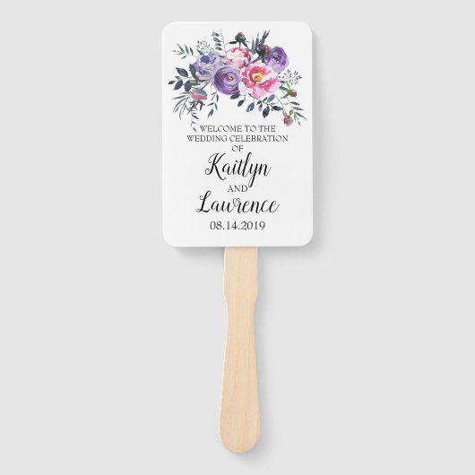 Éventail Programme de mariage pour les fleurs de lavande ro (Devant)