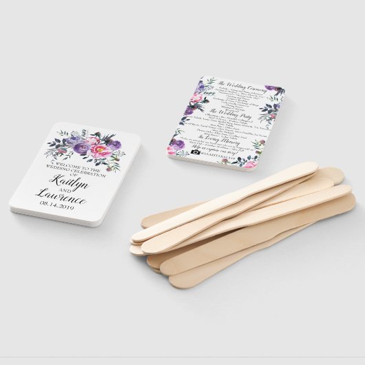 Éventail Programme de mariage pour les fleurs de lavande ro (Non-assemblé)