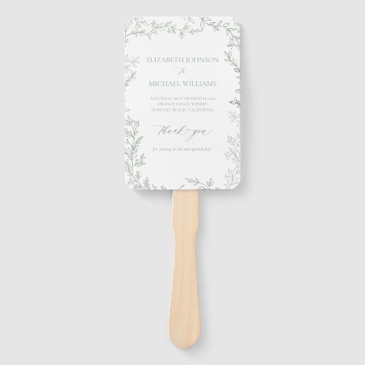 Éventail Programme de mariage pour monogrammes élégants et  (Devant)