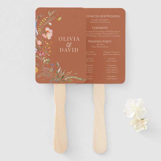 Éventail Programme de mariage Prairie de Fleurs Sauvages en (Devant et derrière)