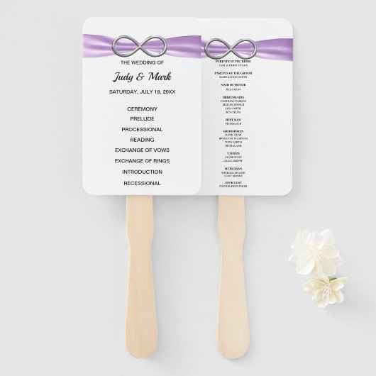 Éventail Programme de mariage Purple Infinity Fans (Devant et derrière)