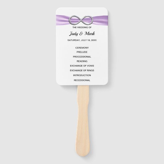 Éventail Programme de mariage Purple Infinity Fans (Devant)