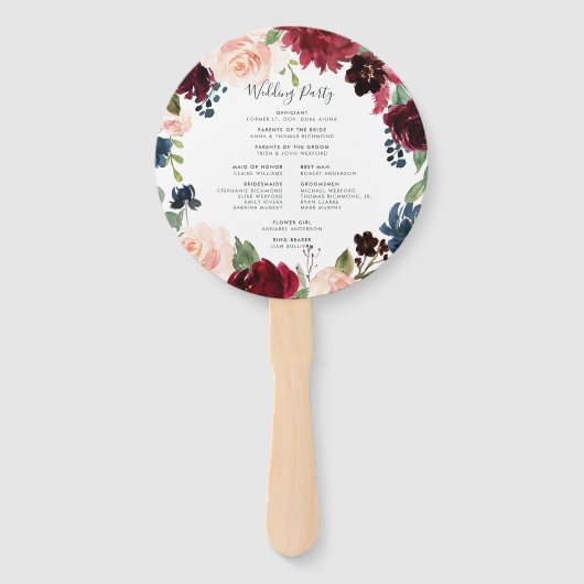 Éventail Programme de mariage radiant en fleur (Dos)