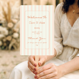 Éventail Programme de mariage rayé pêche minimal vintage