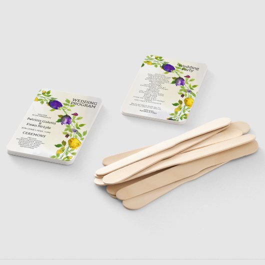 Éventail Programme de mariage rectangle floral (Non-assemblé)