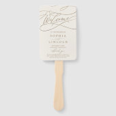 Éventail Programme de mariage romantique d'or et d'ivoire à (Devant)