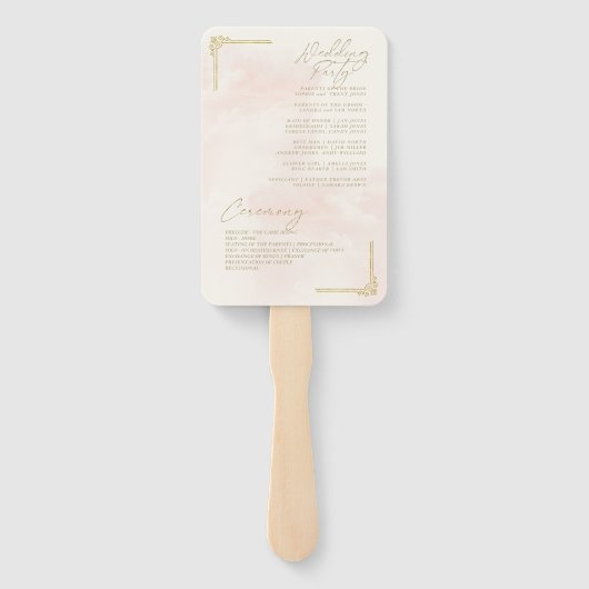 Éventail Programme de mariage romantique français Blush ID8 (Dos)