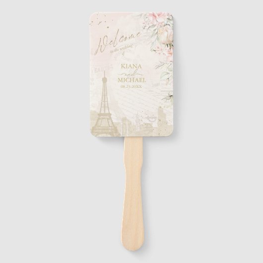 Éventail Programme de mariage romantique français Blush ID8 (Devant)