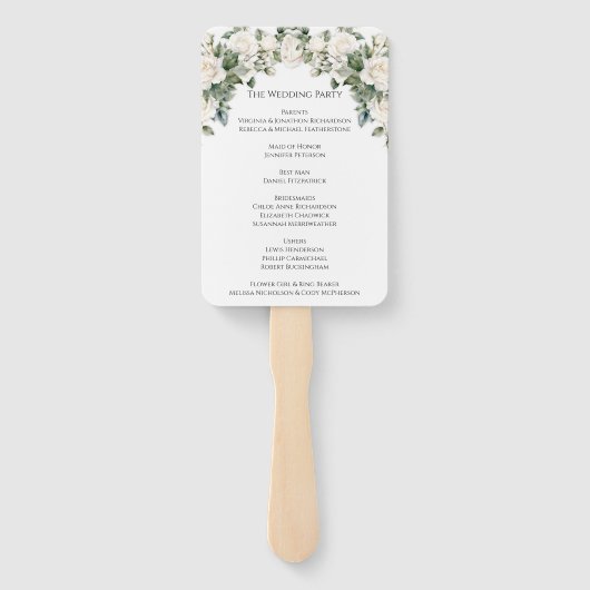 Éventail Programme de mariage romantique Rose de jardin (Dos)