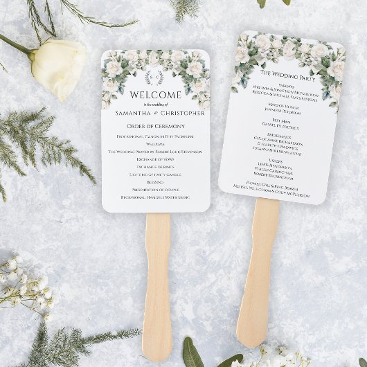Éventail Programme de mariage romantique Rose de jardin