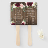 Éventail Programme de mariage romantique rustique Ventilate (Devant et derrière)