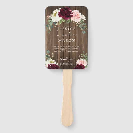 Éventail Programme de mariage romantique rustique Ventilate (Devant)