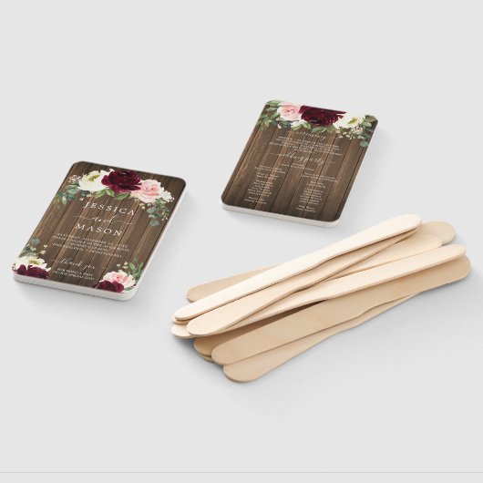 Éventail Programme de mariage romantique rustique Ventilate (Non-assemblé)