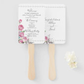 Éventail Programme de mariage rose aquarelle (Devant et derrière)