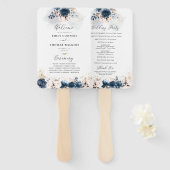 Éventail Programme de mariage Rose bleu et poussiéreux de l (Devant et derrière)