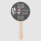 Éventail Programme de mariage Rose crâne Halloween Rouge (Dos)