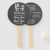 Éventail Programme de mariage Rose crâne Halloween Rouge (Devant et derrière)