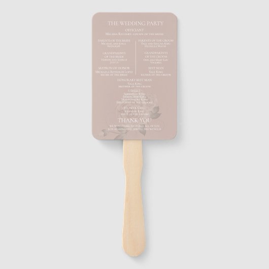 Éventail Programme de mariage Rose de vidage personnalisé (Dos)