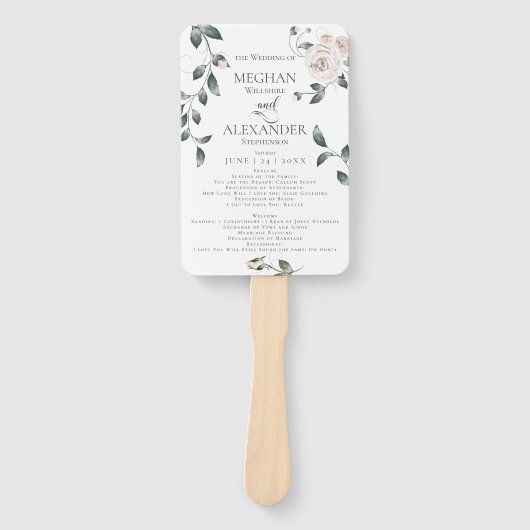 Éventail Programme de mariage Rose de vidage personnalisé (Devant)