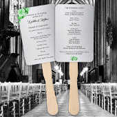 Éventail Programme de mariage Rose en argent et vert