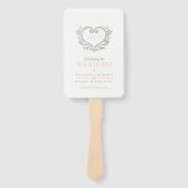 Éventail Programme de mariage rose et blanc du coeur argent (Devant)