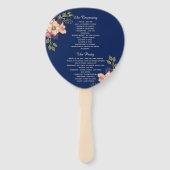 Éventail Programme de mariage rose et bleu floral (Dos)