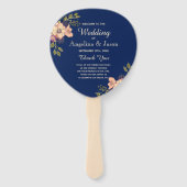 Éventail Programme de mariage rose et bleu floral (Devant)